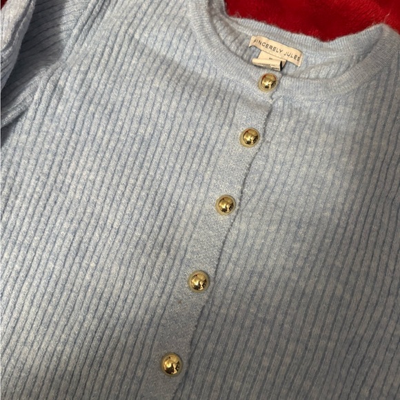 Sincerely Jules Sky Blue Cardigan with Gold Button - Picture 4 of 8